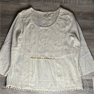 Maeve beaded white long sleeve - Anthropologie